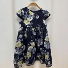 タルティーヌエショコラ　フラワープリント 半袖ワンピース ネイビー