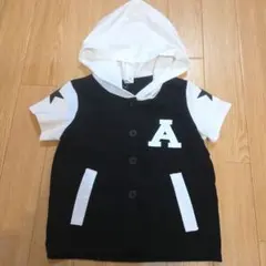 【80cm】子供 フード付きトップス 半袖パーカー Tシャツのサムネイル