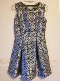 花柄ワンピース ドレス シルバードレス ネイビードレス 刺繍ドレス