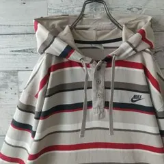 希少デザイン・サイズ☆ナイキ 刺繍ロゴ ボーダー パーカー 3L