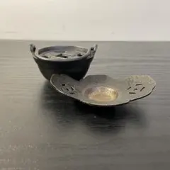 銅製 蓮葉 蛙 仙盞瓶 茶器 茶道具 香托 煎茶道具 鋳物 オブジェ - メルカリ