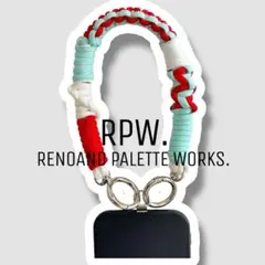 【0101】パラコード ハンドストラップ スマホストラップ レッド 水色