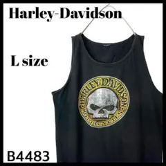 ハーレーダビッドソン イタリア マルタ 両面プリントタンクトップ スカル L
