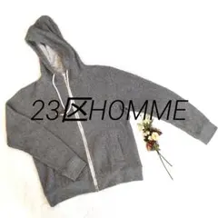 23区 HOMME ジップ パーカー ニット グレー 厚め