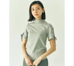 アースミュージックアンドエコロジー　リブ編み　Tシャツ グレー