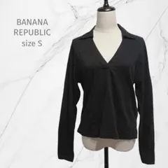 『BANANA REPUBLIC』スキッパー プルオーバー カットソー【S】黒
