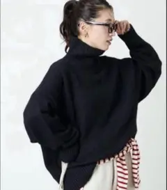 FREAK'S STORE リブタートルネック ニット黒 freeのサムネイル