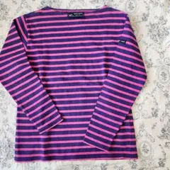 SAINT JAMES 長袖 Tシャツ 紫とピンクのストライプウエッソン