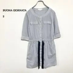 BUONA GIORNATA ストライプ シャツワンピースひざ丈 S f052のサムネイル