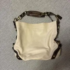 COACH ベージュ レザー ショルダーバッグ