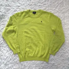 23年モデル パーリーゲイツ ニットセーター ライムグリーン 天竺 総柄 ゴルフ