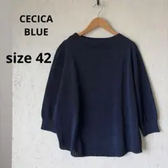 【美品】wカ20 CECICA BLUE セシカブルー透け編みニットサイズ42のサムネイル