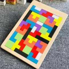木製パズル テトリス風 知育玩具 カラフル 脳トレ ブロック 子供 おもちゃのサムネイル