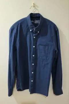 【着用4回】無印良品 ネイビー ボタンダウンシャツ L