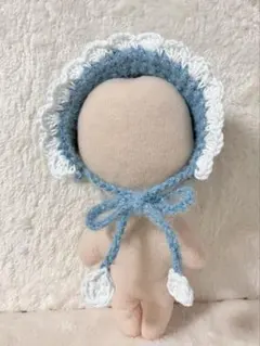 ぬいぐるみ用　ヘッドドレス　ボンネット　かぎ針編み　星屑ブルー