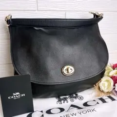 美品☆COACHコーチ ショルダーバッグ ブラック レザー 大容量 A4