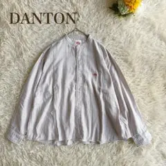 ダントン DANTON ダブルガーゼバンドカラーシャツ ロゴ刺繍 長袖 34 