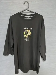 新品　タグ付　ネスタ　NESTA ドライ転写 ボタニカル 柄　6分袖Tシャツのサムネイル