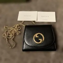 美品！ GUCCI チェーンウォレット 折り財布 ブラック 265A - メルカリ