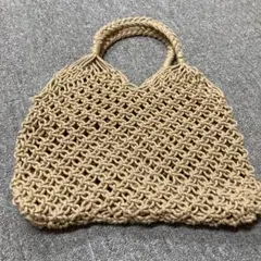 ベージュカラー　編み込みトートバッグ