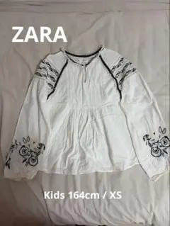 ZARA 刺繍入り長袖ブラウス ホワイトのサムネイル
