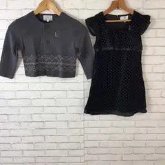 9.29 h104 クミキョク 2点セット￼ 総柄 S ドット キッズ
