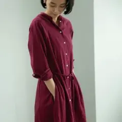 快晴堂 リネンドットプリント フレンチスリーブ ワンピース【美品