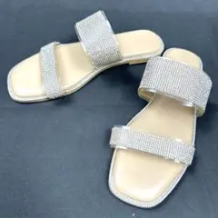 EVOL イーボル　ダブルベルトストーンフラットサンダル　S size