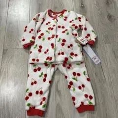 チェリー柄フリースベビーパジャマ 90cm