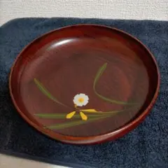 漆塗りの花模様菓子鉢 菓子皿 直径約23cm