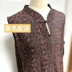 作家物 一点物 和柄 エスニック ロングワンピース 民族柄 ハンドメイド