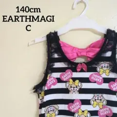 美品EARTH MAGIC アースマジックノースリーブ 白黒ボーダー 140cm