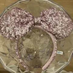 ディズニー　ミニー　カチューシャ　ピンク　スパンコール
