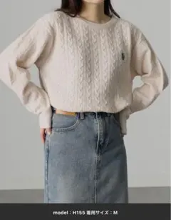 [新色追加]＜U.S.POLO ASSN.＞ ワンポイントケーブルニット