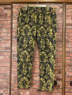 【美品】ZARAMANザラマン黒金の装飾バロックスキニーパンツメンズボトムス42