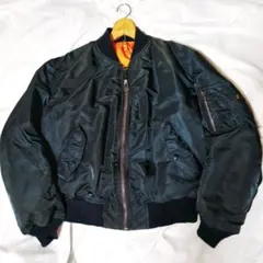 【80s〜90s 黒タグ】ALPHA USA製 リバーシブル MA-1 ネイビー
