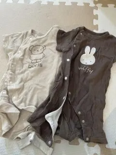 ボリスとミッフィーのロンパース2点セット　半袖　60-70