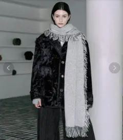 seyto/セイト リバーシブルフリンジウールロングマフラー