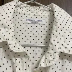 ミラ・オーエンFRENCH LINEN ドット柄長袖リネンシャツ　3回着用