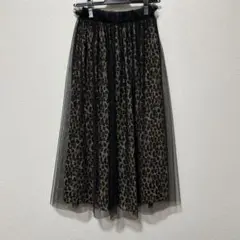 レオパード柄 フレアロングスカート