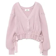 SNIDEL スナイデル ヘムドロストカーディガン リボン ショート LAV