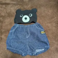 クマの顔の帽子付きデニムパンツ　ダブルビー