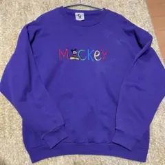 ミッキーマウス刺繍パープルスウェット 古着 レア