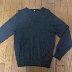 UNIQLO エクストラファインメリノVネックセーター M グレー