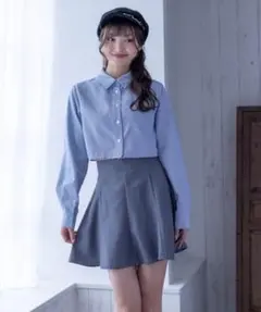 clear クロップド丈シャツ[骨格ウェーブ] Fサイズ