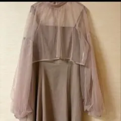 JUNOAH ジュノア チュールボレロ＋フレアキャミワンピース 結婚式 L