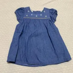 スラップスリップ　デニム　ワンピース　刺繍　90