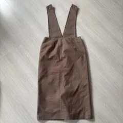 ブラウン チェック柄 サロペット Mサイズ　ジャンパースカート