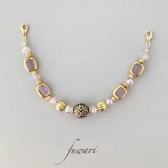 ピンク×ゴールド 羽織紐 / 着物 帯飾りレース羽織　絽　紗