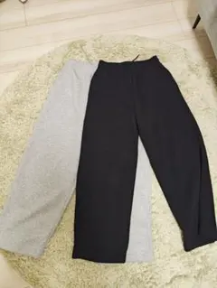 ユニクロ　UNIQLO　スウェットワイドパンツ　ブラック　グレー